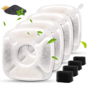 Meilleurs prix pour Filtres pour fontaine deau pour animaux - Phoesky - Lot de 4 - Compatible 95Oz/2.8L - Charbon actif - Filtre éponge