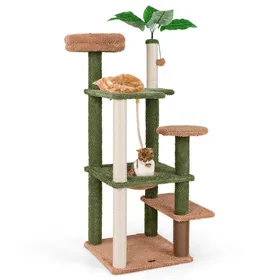Meilleurs prix pour COSTWAY Arbre à Chat 152cm à Multi-Niveaux, Poteaux à Gratter, Corde en Sisal, Perchoir en Peluche, Jouet Suspendu, Auto-toiletteur