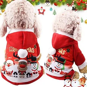 Comparer les prix de Sweat à capuche pour chien et chat manteau chaud pour animaux de compagnie automne et hiver vêtements de Noël en coton avec