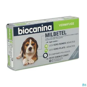Comparer les prix de Milbetel Vermifuge petit chien et chiot Biocanina  2 comprimés