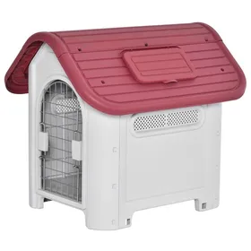 Meilleurs prix pour Niche Extérieur Chien Toit Ouvrant + Portail Abri Étanche Rouge - Circulation Dair Pour Petits Chiens&animaux
