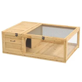 Comparer les prix de ELVORIN Terrarium pour tortue 91 x 605 x 32 cm en bois double zone dessus ouvrant jaune