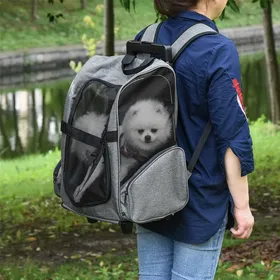 Comparer les prix de WEIGULO Chariot pour chien 2 en 1 sac de transport et sac à dos pour animaux respirant tissu Oxford avec porte et fenêtre