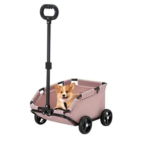 Comparer les prix de Poussette pour animaux chariot pour chats et chiens conception à quatre roues légère pour faciliter les déplacements rose.