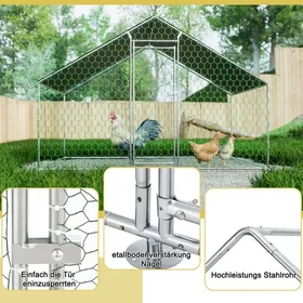 Comparer les prix de Enclos Poulailler 3x2x2m avec serrure de sécurité et toile PE imperméable enclos métallique pour poules lapins et autres petits