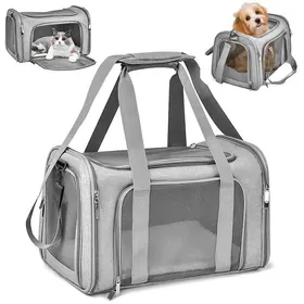 Comparer les prix de Sac de Transport pour Chat dExtérieur Pliable et Respirant Caisse Avec Matelas Souple pour Chat et Chien (Gris 45x30x30 cm)