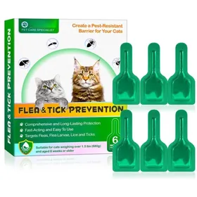 Meilleurs prix pour Pipette Anti Puces Chat - Anti-puces et Anti-tiques pour Chats - Protège LAnimal - Jusquà 4 Semaines - 6 Pipettes * 2 boîtes