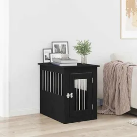 Meilleurs prix pour Noir Meuble pour cage à Chiens - Niche pour chiens - en chêne noir 45x62x59 cm Bois dingénierie A2683