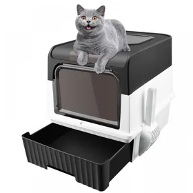 Comparer les prix de XJING-Bac à litière avec 1 tiroir de désodorisant pour chats Très grand bac à litière fermé en PP avec pelle (49*37*35 cm)