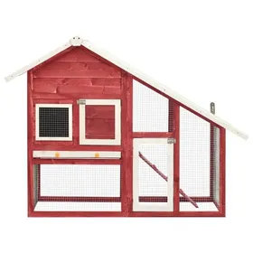 Meilleurs prix pour SALE 2025Clapier à lapin MOOD - Clapier Rouge et blanc 140x63x120 cm - Bois de sapin massif Chill963307
