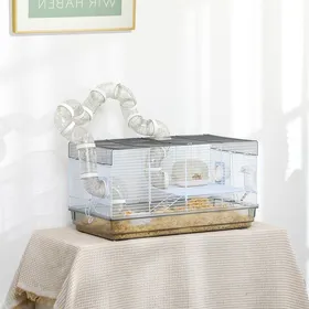 Meilleurs prix pour Cage hamster cage rongeur avec tunnel et accessoires inclus fil dacier 58 x 32 x 31 cm gris