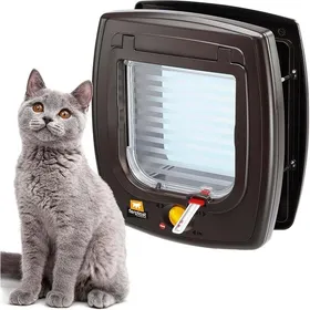 Comparer les prix de Chatiere Magnetique Porte pour Chats Entrée et Sortie Contrôlables à 4 Voies Proctection contre les Courants dair Marron