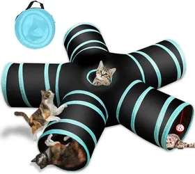 Meilleurs prix pour Tunnel pliable 5 trous pour animaux de compagnie tente pour chat nid jouet tunnel pour lapin et balle pour chat Label