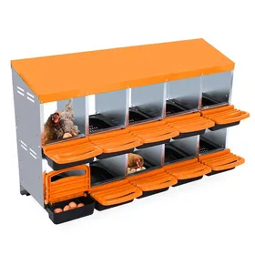 Comparer les prix de Pondoir Poules Pondeuses 10 Compartiments Poulailler en Acier Galvanisé Anti-rouille Pondoir Orange