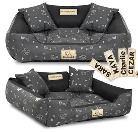 Meilleurs prix pour Panier pour chien KINGDOG 100x75 cm personnalisé imperméable os argentés