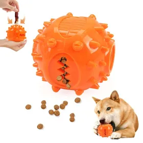 Meilleurs prix pour Jouet interactif pour chien - Phoesky - Indestructible - Résistant aux morsures - Balle à mâcher - TPR - Orange