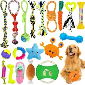 Meilleurs prix pour Jouets pour Chien19 Pièces de Jouet Chiot Chieny Compris la Corde avec BalleCorde avec NœudAnneau de CaoutchoucCoton JOUET