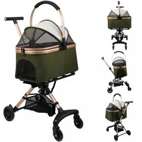 Comparer les prix de JEOBEST Poussette pour Animaux avec Fenêtre en Maille Poche de Rangement Poussette pour Chiot/Chat pour Compagnie Voyage Vert