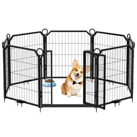 Comparer les prix de Garvee Enclos métallique pour chiens 8 paneles clôture robuste porte montage facile intérieur/extérieur jardin camping 61 cm