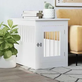 Comparer les prix de Blanc Meuble de cage pour Chiens - Niche pour chiens - blanc 55x75x65 cm bois dingénierie A2654