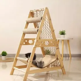 Comparer les prix de Arbre à chat avec 2 Poteaux à Griffer,1 Hamac,1 maille tressée 65x40x85cm Gris