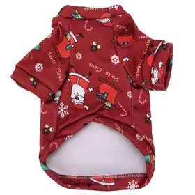 Comparer les prix de Pull pour animaux de compagnie rouge Père Noël joli dessin animé imprimé vêtements de Noël chauds pour chien pour petit animal de
