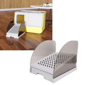 Meilleurs prix pour SURENHAP Rampe de litière pour chat Rampe à litière pour chat avec déflecteurs de tiroir hauteur animalerie promenade Gris