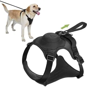 Meilleurs prix pour Harnais Anti Traction pour Chien - AUTREMENT - 2 en 1 - Réglable - Laisse Rétractable - Noir