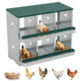 Comparer les prix de Pondoir Poules Pondeuses 6 Compartiments Poulailler Durable Œufs Protégés et Nettoyage Facile Double Couche Vert