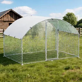 Meilleurs prix pour KOIOPLIE Poulailler métallique extérieur 9.8 x 6.5 x 6.5 ft  avec bâche anti-UV imperméable enclos poules sécurisé anti-prédateurs