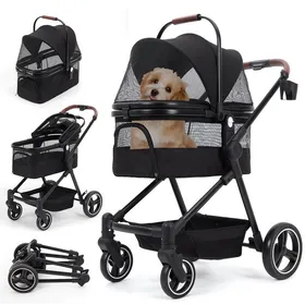 Comparer les prix de Poussette Chien 3-en-1- LUNSY - Poussette pour Chien Chat, Voyage Transporteur Amovible, Pliable Portable Landau pour Animaux