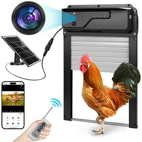 Comparer les prix de Solaire Porte Automatique pour poulailler 34x23cm Caméra 1080P Batterie 5000MAH avec Minuterie Application WLAN/Télécommande