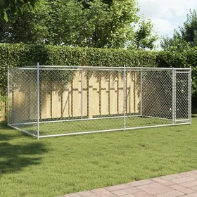 Comparer les prix de Gris Cage pour chiens (1pc) - Niches & enclos - avec porte gris 4x2x15 m acier galvanisé A1831
