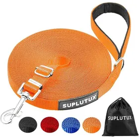 Meilleurs prix pour Longe pour Chien 10m Ajustable Laisse avec Poignée Rembourrée et Rac de Rangement pour Dressage de Petite à Grande Orangé  LAISSE