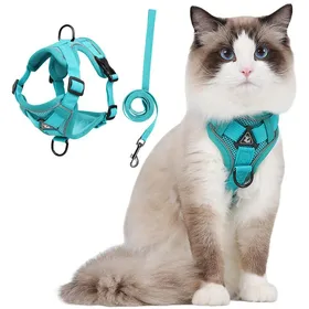 Comparer les prix de Harnais Chat- Harnais Petit Chien avec Laisse Réglable Respirant Refléchissant Laisses Colliers Chat-M-vert
