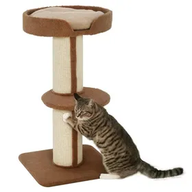 Meilleurs prix pour Arbre à chat - Hauteur 91 cm - Poteaux en sisal - Plateforme avec coussin amovible - Multiniveaux - Marron clair