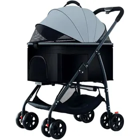 Meilleurs prix pour Poussette Pour Chat Pliable Avec Panier De Rangement Fenêtre En Filet Portable Landau Voyage Transporteur Amovible