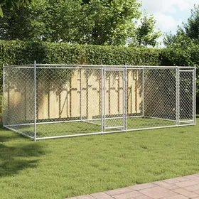 Comparer les prix de Gris Cage pour chiens (1pc) - Niches & enclos - avec portes gris 4x2x15 m acier galvanisé A1829