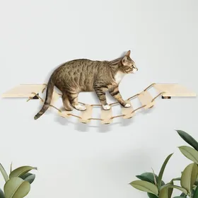 Comparer les prix de SUPFINE Pont Mural pour Chat en Bois pour Petits Moyens et Grands Chats 32.5*15.5*85cm Cadre Descalade pour Chat Suspendu
