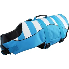 Comparer les prix de Gilet de Sauvetage ChienGilets de Flottaison Animaux Portable Gilet de Natation Pet Life Jacket (Bleu M)