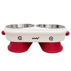 Comparer les prix de Gamelle pour chien 31x16x10.5cm bol surélevé matériau en acier inoxydable incliné anti-débordement double usage nourriture et eau