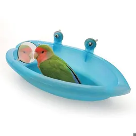 Meilleurs prix pour 1 Bac de bain pour oiseaux avec miroir accessoire cage plastique durable jouet nettoyage plumes convient calopsitte .