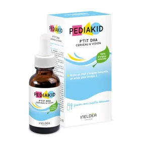 Comparer les prix de PEDIAKID® P’tit DHA - Développement physique et mental - Dès la naissance - Sans additifs ni arôme ni gluten - 30ml