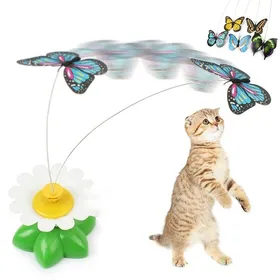 Comparer les prix de Jouet rotatif électrique pour chat de compagnie jouet amusant en plastique pour animaux de compagnie papillon entraînement