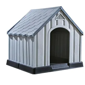 Comparer les prix de Niche pour chiens en plastique - vidaXL - Gris - 92x87x91 cm - Porte 355x53 cm - Résistance aux UV - Plancher surélevé
