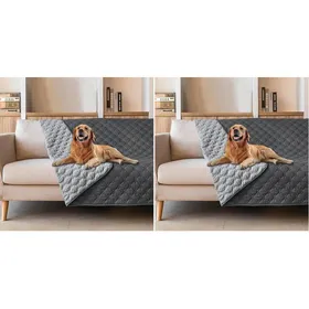 Comparer les prix de Lot de 2 Couvertures Étanches pour Chien et Chat Protection Canapé Anti-Rayures Réversible 132x208 cm Gris Foncé HOUSSE DE CANAPE