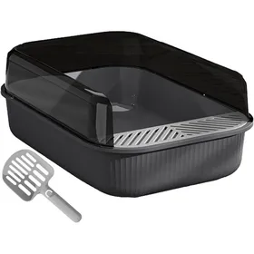 Meilleurs prix pour YSFMODE-Bac À Litière Pour Chat Xxl Esthétique 51X35X18Cm I Semi Ouverte-Anti-Éclaboussure-Pelle De Nettoyage Inclus(Noir Sidéral)