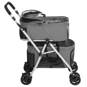 Comparer les prix de Poussette pour chien pliante - WIENS - Gris - 83x48x97 cm - Double niveau - Pliable - Maille respirante