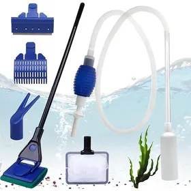 Comparer les prix de Kit de nettoyage 5 en 1 pour aquarium siphon de changement deau et 5 outils complémentaires POMPE A EAU AQUARIUM