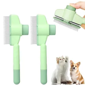 Comparer les prix de Brosse Autonettoyante pour Chien et Chat - Peigne Massant Anti-Peluches (Lot de 2 - Vert)